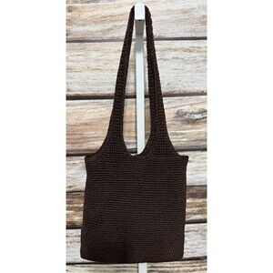 Sak Brown Crochet Shoulder Bag Magnetic Clasp Bag Y2K